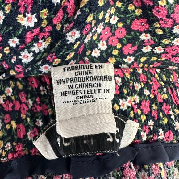 Rachel Zoe Waterfall Midi Skirt WMNS 12 Black Pink Floral Ruffle Elastic Waist - Picture 4 of 6